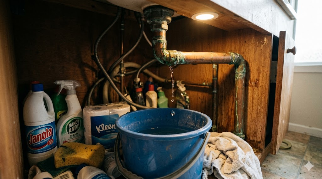 Leaking pipe under Auckland home vanity