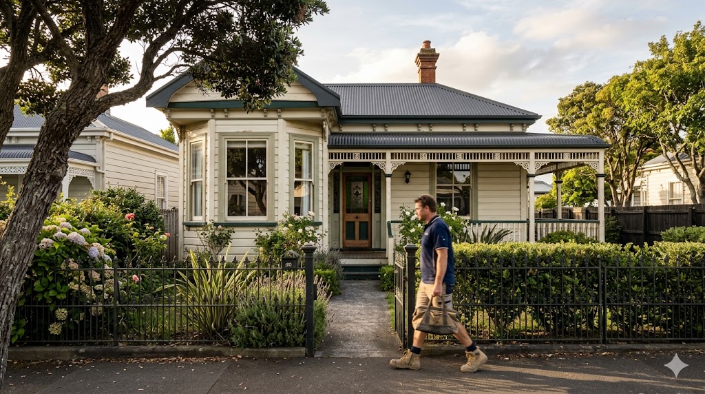 Plumber working in a Ponsonby villa on inner-west Auckland plumbing